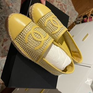 Authentic yellow Chanel crochet espadrilles